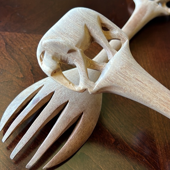 Salad servers Wooden carved Elephant design - Picture 13 of 14